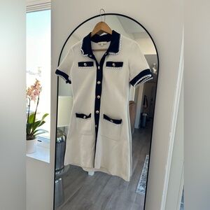 Maje Roliano Mini Polo Dress in Ecru Size 38 US 6